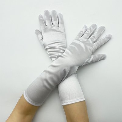 Довгі атласні рукавички, білий 0400-R фото