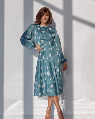 Оливкова шифонова сукня з квітковим принтом 14440_оливковый фото