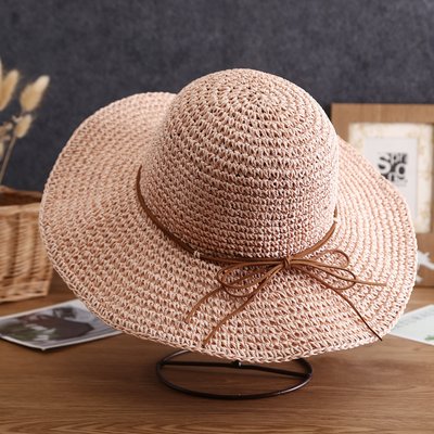 Плетений капелюх з целюлози складний, рожевий 7259 фото