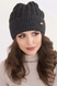 Шапка вязаная Хлоя флисовая полоска, 4 антрацит 864 Хлоя фото