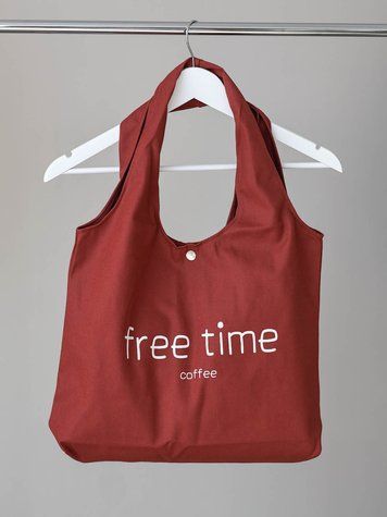 Тканинна сумка-шопер з принтом Free time coffee , коричневий 24108 фото