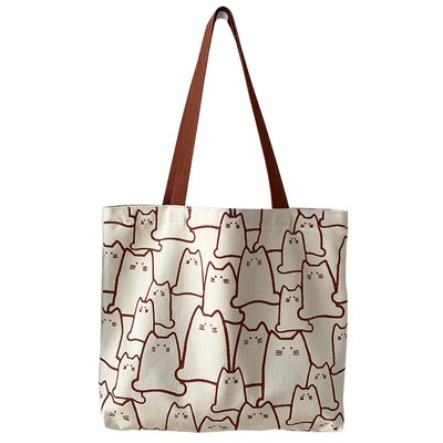 Полотняна сумка-шопер на плече з принтом Сats 2022.05 cats фото