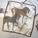 Платок из атласа в принт Horse, 3 белый + коричневый 301-43 фото