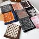 Легкий платок с конным принтом на шею и голову в стиле Hermes 70*70 см, 1 коричневый+зеленый 10007 фото 2