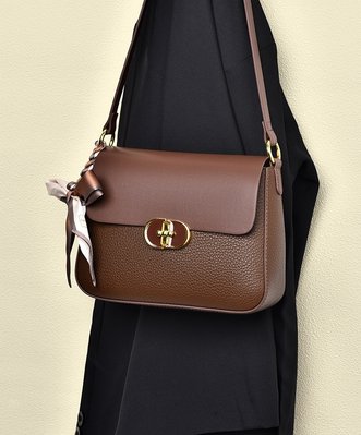 Жіноча сумка крос-боді з хустинкою коричнева H171 фото