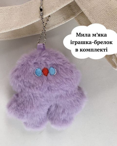 Тканинна сумка-шопер принт Смайлик з підвіскою, 1 чорний 24084 фото