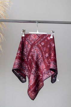 Трендова двостороння хустка Королевська 70*70 см, 1 чорний+бордо 10010 фото