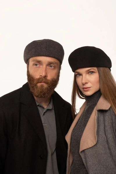Трендова стильна кашемірова кепі Канголка, чорний 57-58 8114-1 фото