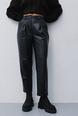 Женские брюки из экокожи черного цвета. 32987 чорний фото