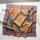 Стильная косынка с принтом Геральдика в стиле Hermes 90*90см, голубой+беж 10237 фото 4