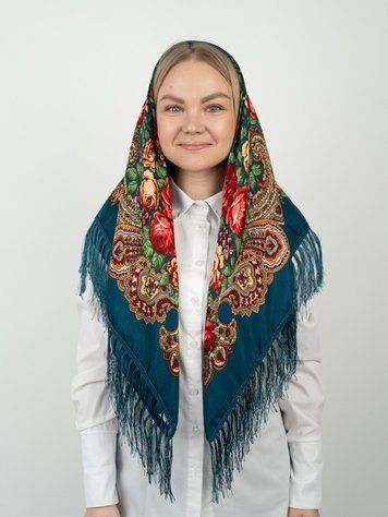 Тепла хустка в етно-стилі з бахромою, 12 морська хвиля 8113 фото