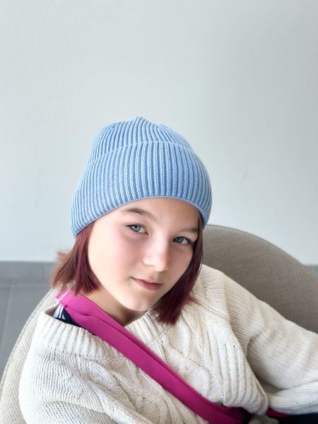 Базова шапка біні унісекс Аметист, джинсовий 9134 фото